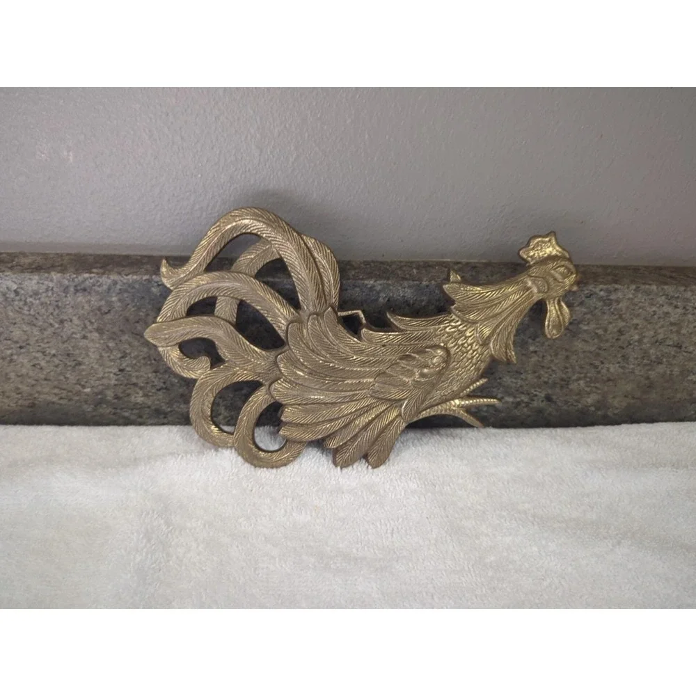 Vintage Cast Metal Wall Hanging Fighting  Running Rooster
